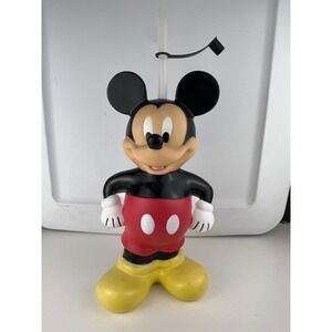 Vintage Walt Disney World Mickey Big Sipper Water Bottle w Straw